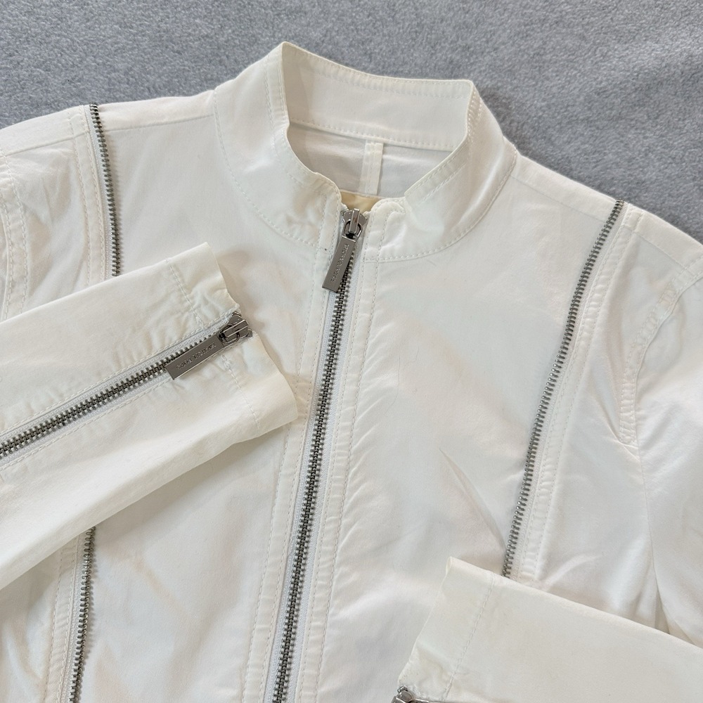 Michael Kors White Utility Jacket‎ Women's Size 4 Zip Front Cotton Stretch